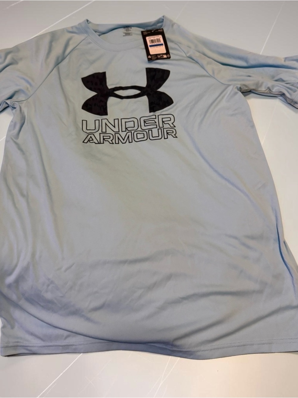 Under Armour Light Blue Short Sleeve Performance Tee with Black Logo